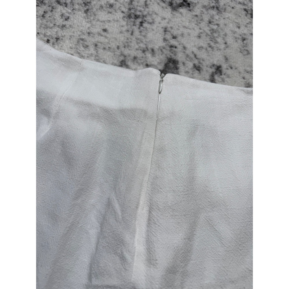 SADIE & SAGE Wrap Skirt White Linen Blend Side Tie Women's Size Medium NEW Chic - Picture 7 of 7